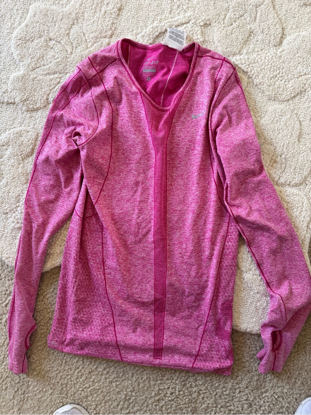 Nike Heathered Hot Pink Long Sleeve Athletic Top
